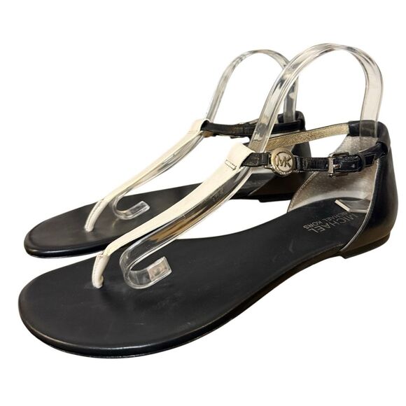 Michael Michael Kors the cooper black and white leather sandals 8.5 - Picture 1 of 9